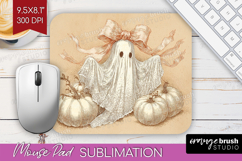 Cute Ghost Mouse Pad Sublimation - Spooky Halloween Mousepad Product Image 1