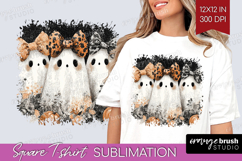 Cute Ghost Square Tshirt Background - Spooky Halloween PNG Product Image 1