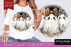 Cute Ghost Round Tshirt Background - Spooky Halloween PNG Product Image 1