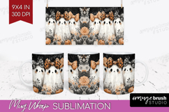 Cute Ghost Mug Wrap - Spooky Halloween Mug PNG Sublimation Product Image 1