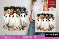 Cute Ghost Tote Bag - Spooky Halloween Tote Bag PNG Product Image 1