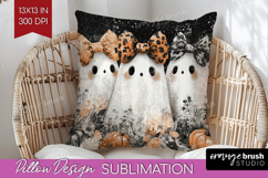 Cute Ghost Pillow Sublimation - Spooky Halloween Pillow PNG Product Image 1