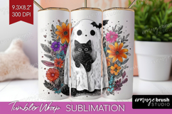 Cute Ghost Tumbler Wrap - Spooky Halloween Tumbler PNG Product Image 1