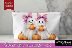 Cute Ghost Cosmetic Bag - Spooky Halloween Makeup Bag PNG Product Image 1
