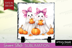 Cute Ghost Slate PNG - Spooky Halloween Square Slate Product Image 1