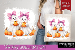 Cute Ghost Tote Bag - Spooky Halloween Tote Bag PNG Product Image 1