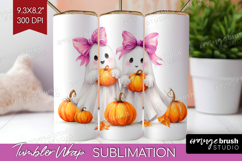 Cute Ghost Tumbler Wrap - Spooky Halloween Tumbler PNG Product Image 1