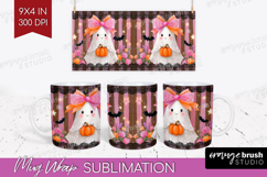 Cute Ghost Mug Wrap - Spooky Halloween Mug PNG Sublimation Product Image 1