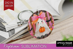 Cute Ghost Keychain PNG - Spooky Halloween Keychain Product Image 1