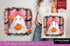 Cute Ghost Tote Bag - Spooky Halloween Tote Bag PNG Product Image 1