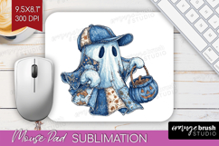 Cute Ghost Mouse Pad Sublimation - Spooky Halloween Mousepad Product Image 1