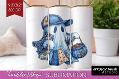 Cute Ghost Tumbler Wrap - Spooky Halloween Tumbler PNG Product Image 1