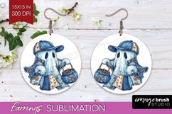 Cute Ghost Round Earrings - Spooky Halloween PNG Sublimation Product Image 1