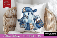 Cute Ghost Pillow Sublimation - Spooky Halloween Pillow PNG Product Image 1