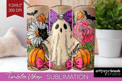 Cute Ghost Tumbler Wrap - Spooky Halloween Tumbler PNG Product Image 1