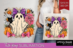 Cute Ghost Tote Bag - Spooky Halloween Tote Bag PNG Product Image 1