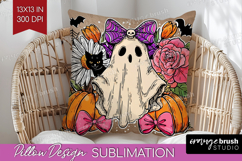 Cute Ghost Pillow Sublimation - Spooky Halloween Pillow PNG Product Image 1