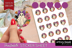 Cute Ghost Round Sticker - Spooky Halloween Printable Sheet Product Image 1