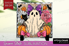 Cute Ghost Slate PNG - Spooky Halloween Square Slate Product Image 1