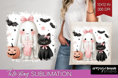 Cute Ghost Tote Bag - Spooky Halloween Tote Bag PNG Product Image 1