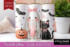 Cute Ghost Tumbler Wrap - Spooky Halloween Tumbler PNG Product Image 1