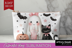 Cute Ghost Cosmetic Bag - Spooky Halloween Makeup Bag PNG Product Image 1