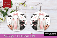 Cute Ghost Round Earrings - Spooky Halloween PNG Sublimation Product Image 1