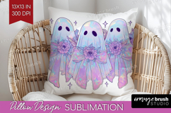 Cute Ghost Pillow Sublimation - Spooky Halloween Pillow PNG Product Image 1