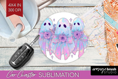 Cute Ghost Car Coaster - Spooky Halloween Coaster PNG Product Image 1