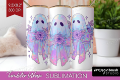 Cute Ghost Tumbler Wrap - Spooky Halloween Tumbler PNG Product Image 1