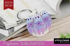 Cute Ghost Keychain PNG - Spooky Halloween Keychain Product Image 1
