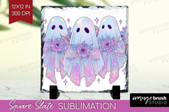 Cute Ghost Slate PNG - Spooky Halloween Square Slate Product Image 1