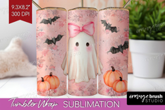 Cute Ghost Tumbler Wrap - Spooky Halloween Tumbler PNG Product Image 1