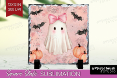 Cute Ghost Slate PNG - Spooky Halloween Square Slate Product Image 1