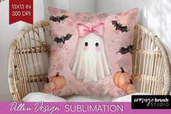 Cute Ghost Pillow Sublimation - Spooky Halloween Pillow PNG Product Image 1