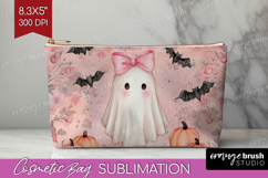 Cute Ghost Cosmetic Bag - Spooky Halloween Makeup Bag PNG Product Image 1