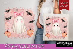 Cute Ghost Tote Bag - Spooky Halloween Tote Bag PNG Product Image 1