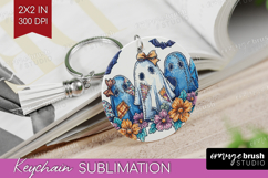 Cute Ghost Keychain PNG - Spooky Halloween Keychain Product Image 1