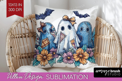 Cute Ghost Pillow Sublimation - Spooky Halloween Pillow PNG Product Image 1