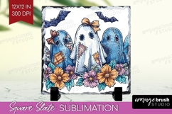 Cute Ghost Slate PNG - Spooky Halloween Square Slate Product Image 1