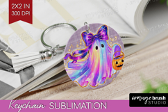 Cute Ghost Keychain PNG - Spooky Halloween Keychain Product Image 1