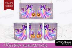 Cute Ghost Mug Wrap - Spooky Halloween Mug PNG Sublimation Product Image 1