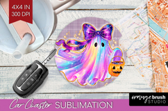 Cute Ghost Car Coaster - Spooky Halloween Coaster PNG Product Image 1