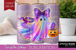 Cute Ghost Tumbler Wrap - Spooky Halloween Tumbler PNG Product Image 1