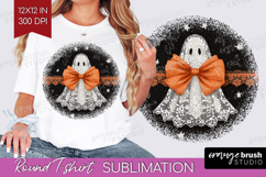 Cute Ghost Round Tshirt Background - Spooky Halloween PNG Product Image 1