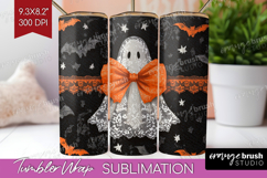 Cute Ghost Tumbler Wrap - Spooky Halloween Tumbler PNG Product Image 1