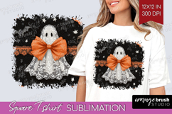 Cute Ghost Square Tshirt Background - Spooky Halloween PNG Product Image 1