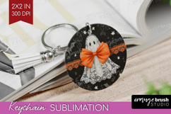 Cute Ghost Keychain PNG - Spooky Halloween Keychain Product Image 1