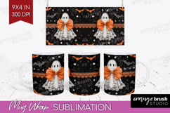 Cute Ghost Mug Wrap - Spooky Halloween Mug PNG Sublimation Product Image 1