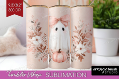 Cute Ghost Tumbler Wrap - Spooky Halloween Tumbler PNG Product Image 1